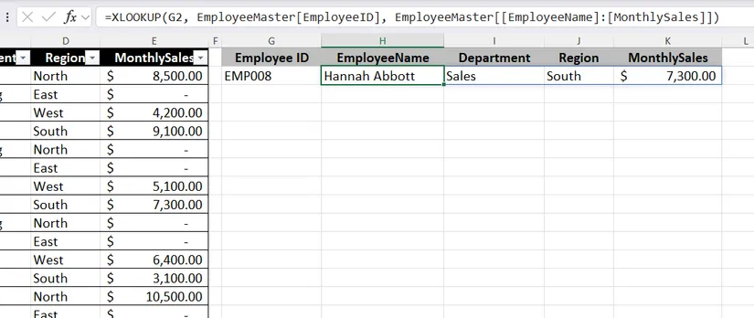 Extract multiple neighboring columns instantly using a single reference cell. image 1