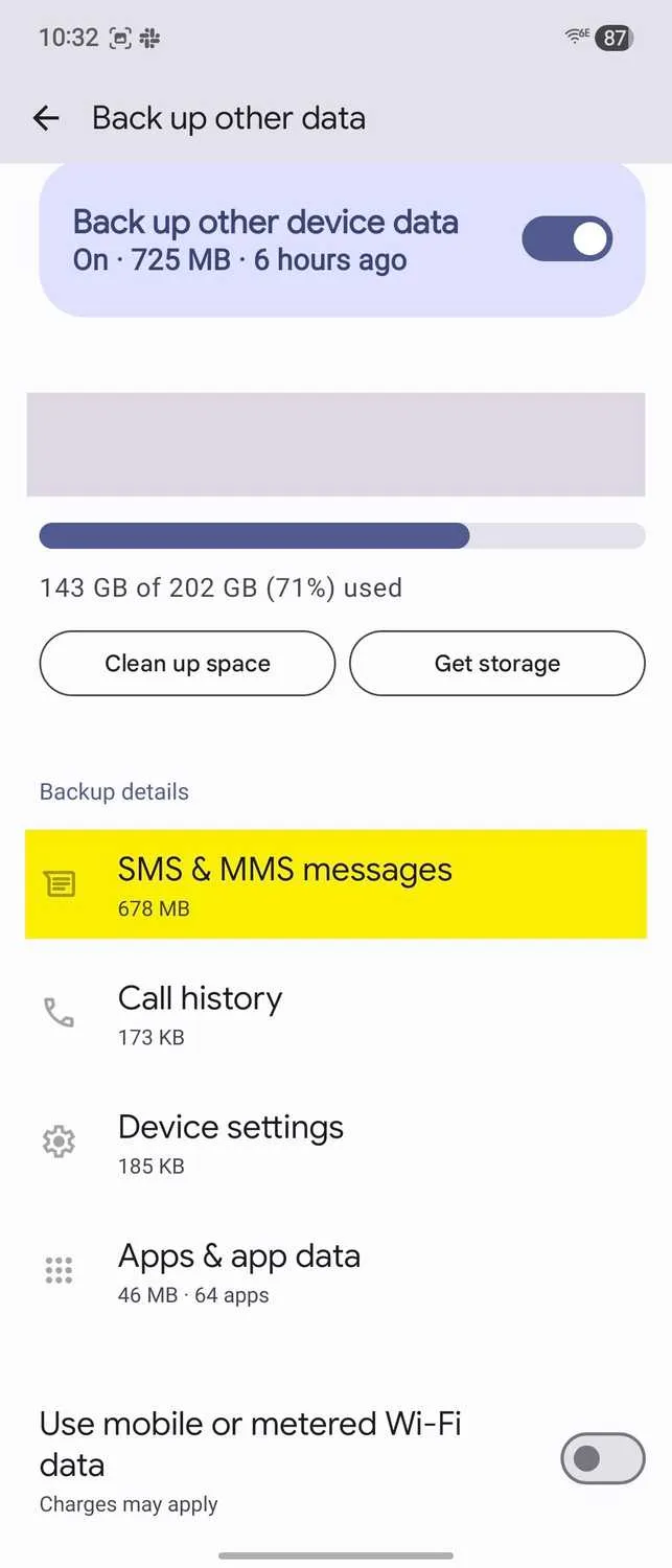 Data can be backed up locally or through an alternative cloud service. image 4