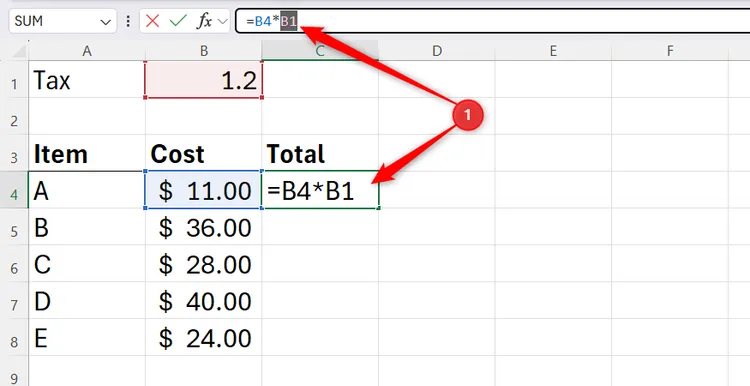 Use absolute cell references consistently always. image 4