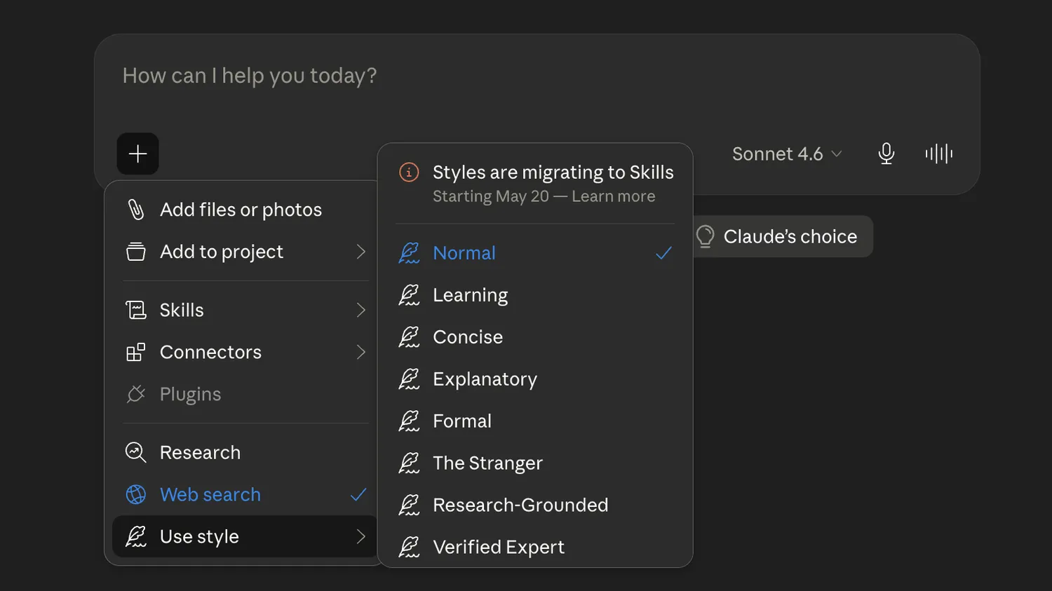 Claude simplifies workflows by consolidating style elements. image 2