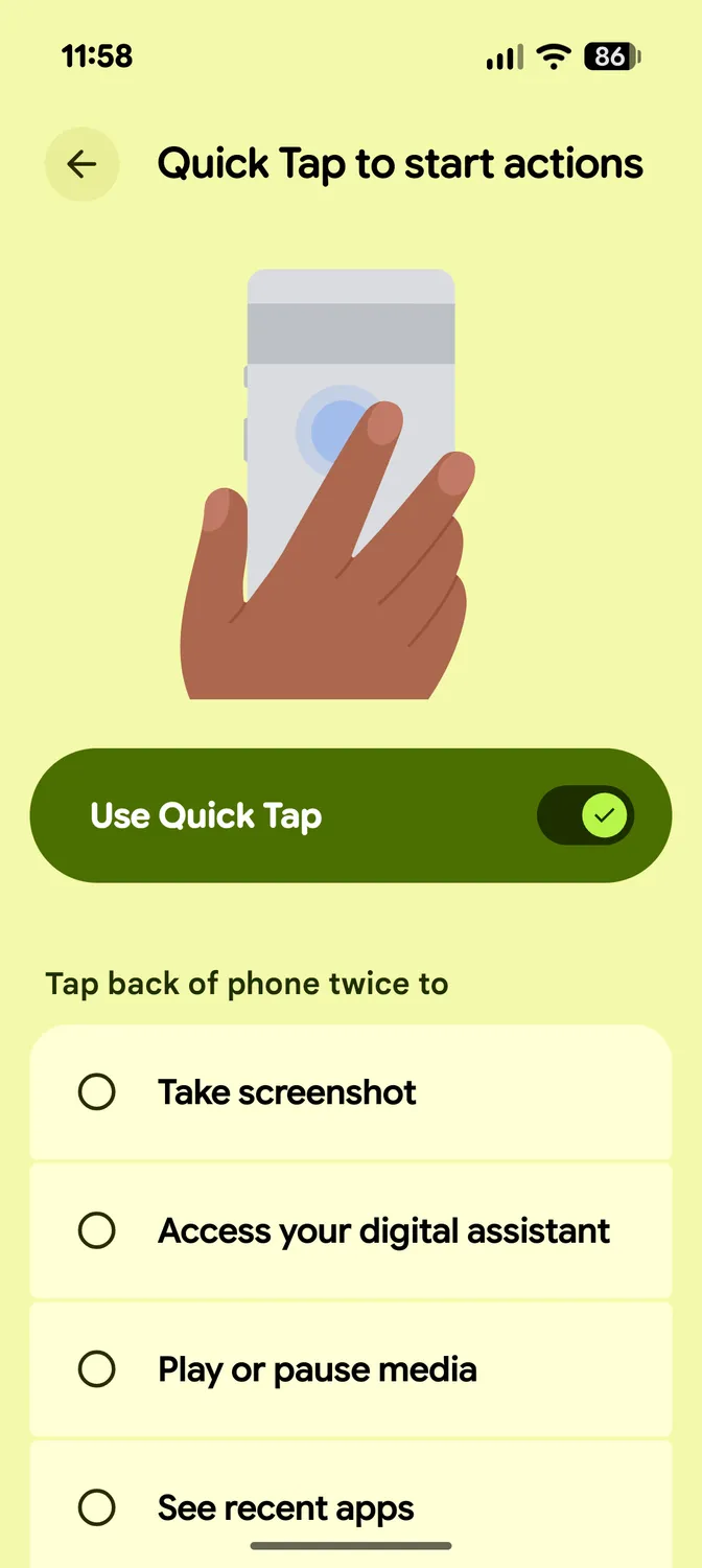 Tap the back of your Pixel to open apps and initiate various actions. image 4