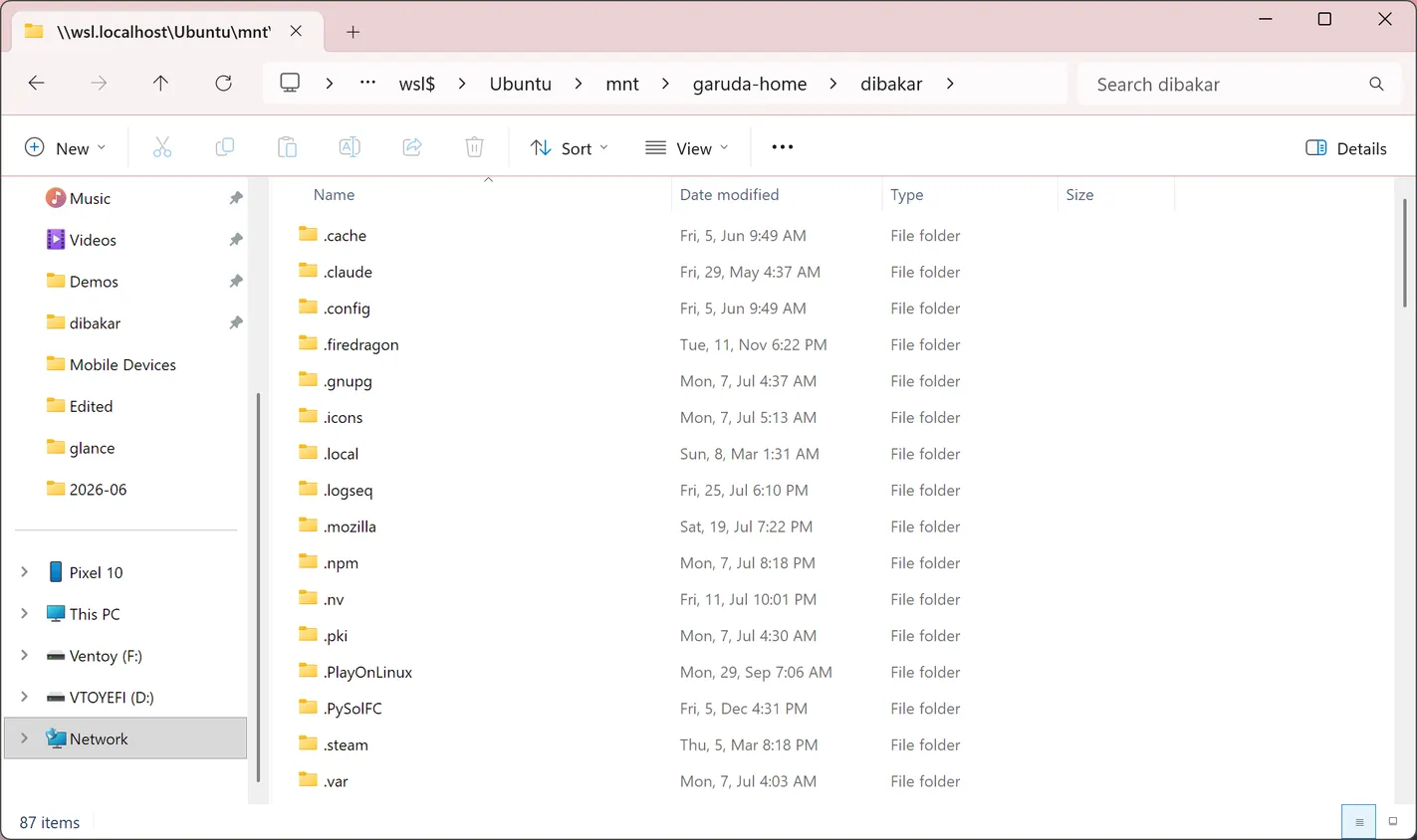 Accessing Linux files from within File Explorer is possible. image 5