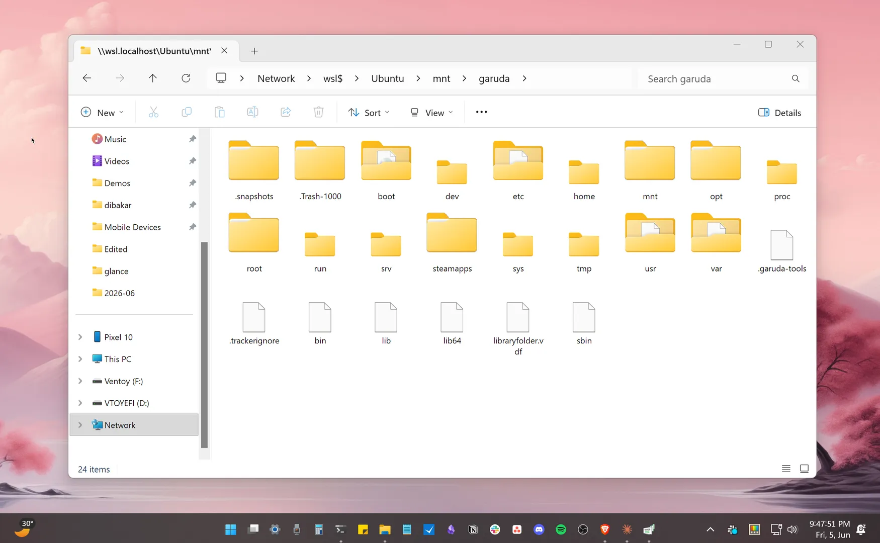 Native Linux file system support found within Windows. image 1